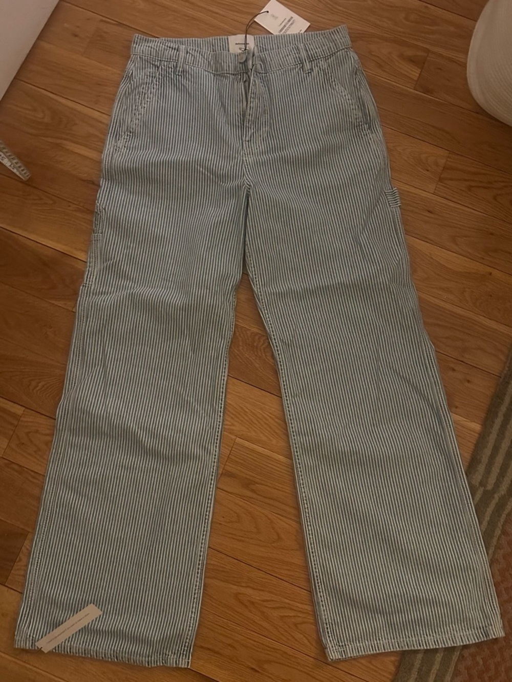 NWT Reformation Diego Mid Rise Baggy Utility Jeans in Island Stripe - Picture 9 of 13